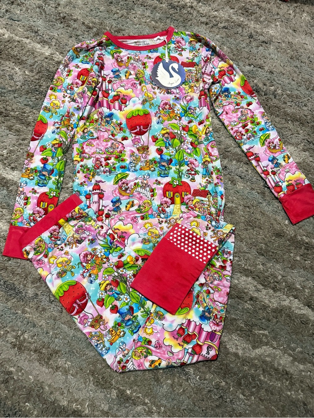 9/10 Sugar Swan Strawberry Shortcake 2 Piece Bamboo Pajama *New with Tags*
